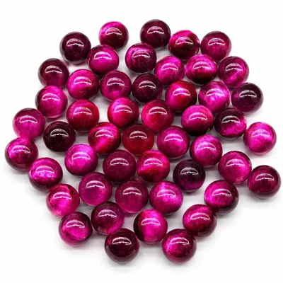 Steklene perle z videzom tigrovega očesa – pink – 40 kosov